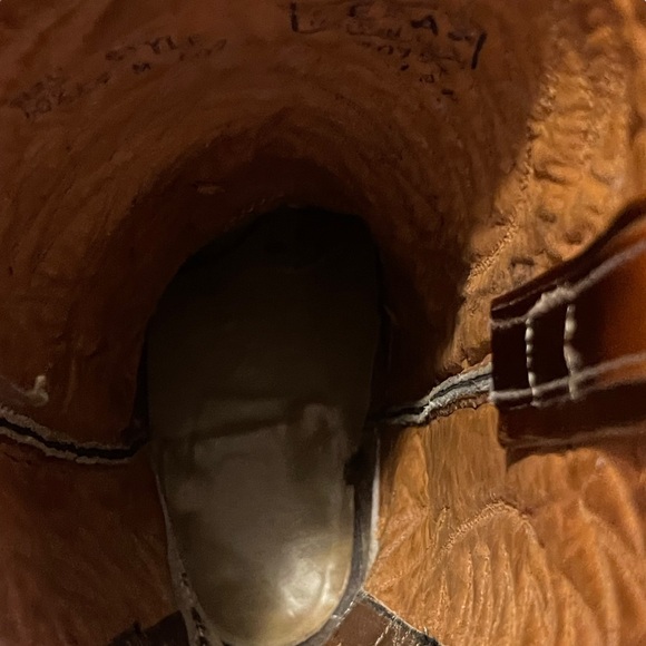 TEXAS| Vintage Leather Men’s Cowboy boots EUC SZ 10.5 Brown Leather, Made In USA - Picture 14 of 16